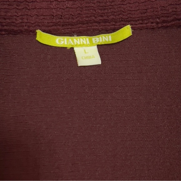 Gianni Bini Burgundy Knit Moto Ribbed Jacket Size Large - Picture 5 of 5